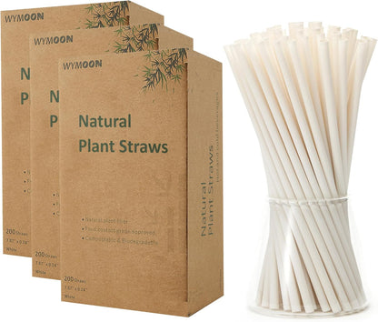 Biodegradable Straws made of Natural Plant | 200 PCS 7.8'' Compostable Eco-Friendly Drinking Straws Disposable | Durable for Hot & Cold Drinks