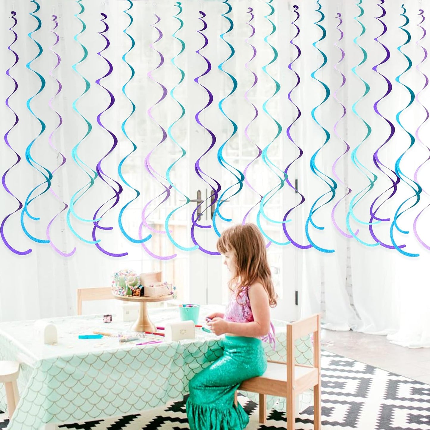 36 Pcs Blue Hanging Swirl Decorations Ombre Royal Blue White Felt Swirl Streamer Spiral Ceiling Garland for Birthday Wedding Baby Shower Graduation Under The Sea Nautical Ahoy Achor Party Supplies