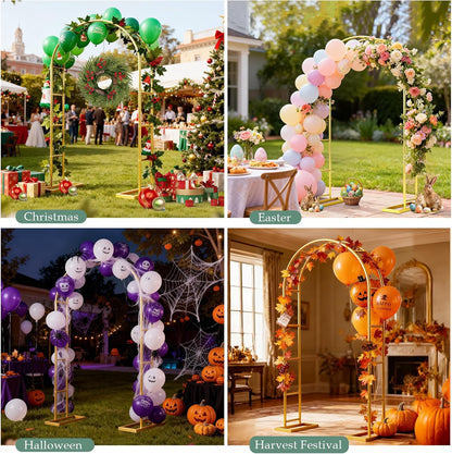 WellSign Wedding Arch Backdrop Stand 7.2FT, 6FT Set of 2, Gold Metal Balloon Arch kit Stand for Gender Reveal Ceremony Engagement Anniversary Bridal Valentine Party Event Decoration