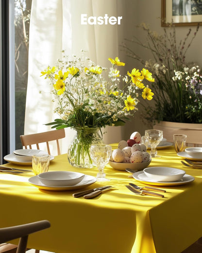 Pureegg Plastic Table Cloth Disposable 6 Pack, 54 x 108 Inch Table Cloths, Party, Picnic, Wedding, Decorative Tablecloths, Rectangle, White Plastic Cover, Waterproof, White