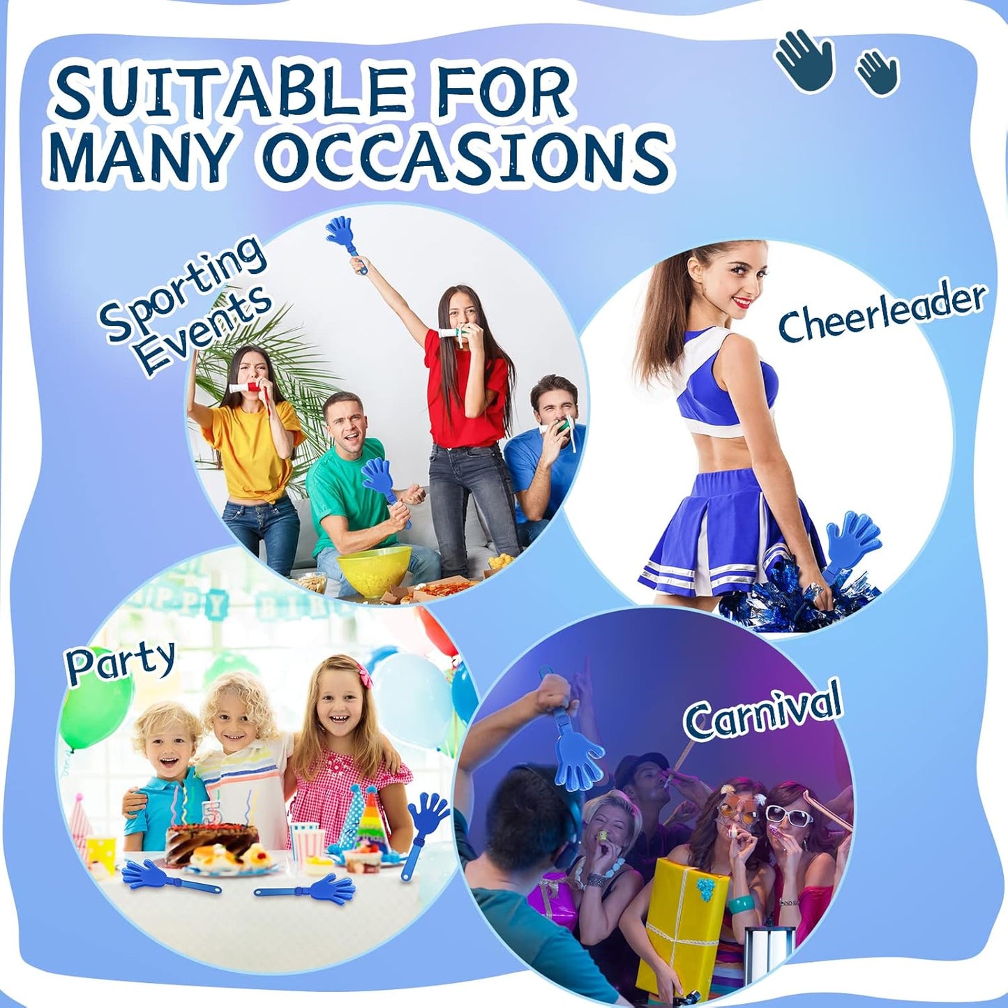 24 Pcs Orange Hand Clappers 7.5 Inch Clappers Noisemakers Noise Makers Party Favors Plastic Party Clapper for Sporting Events Cheers Ball Dance Basketball Football Noisemakers（Orange）