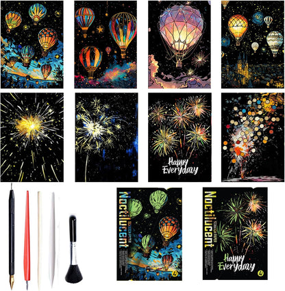 Georgie Porgy Scratch Paper Art Set for Kids Adults Magic Rainbow Scratchboards for DIY Arts and Crafts Kits Christmas Birthday Gift with Scratching Tools Kit (A4-Noctilucent Whale + Sea World)