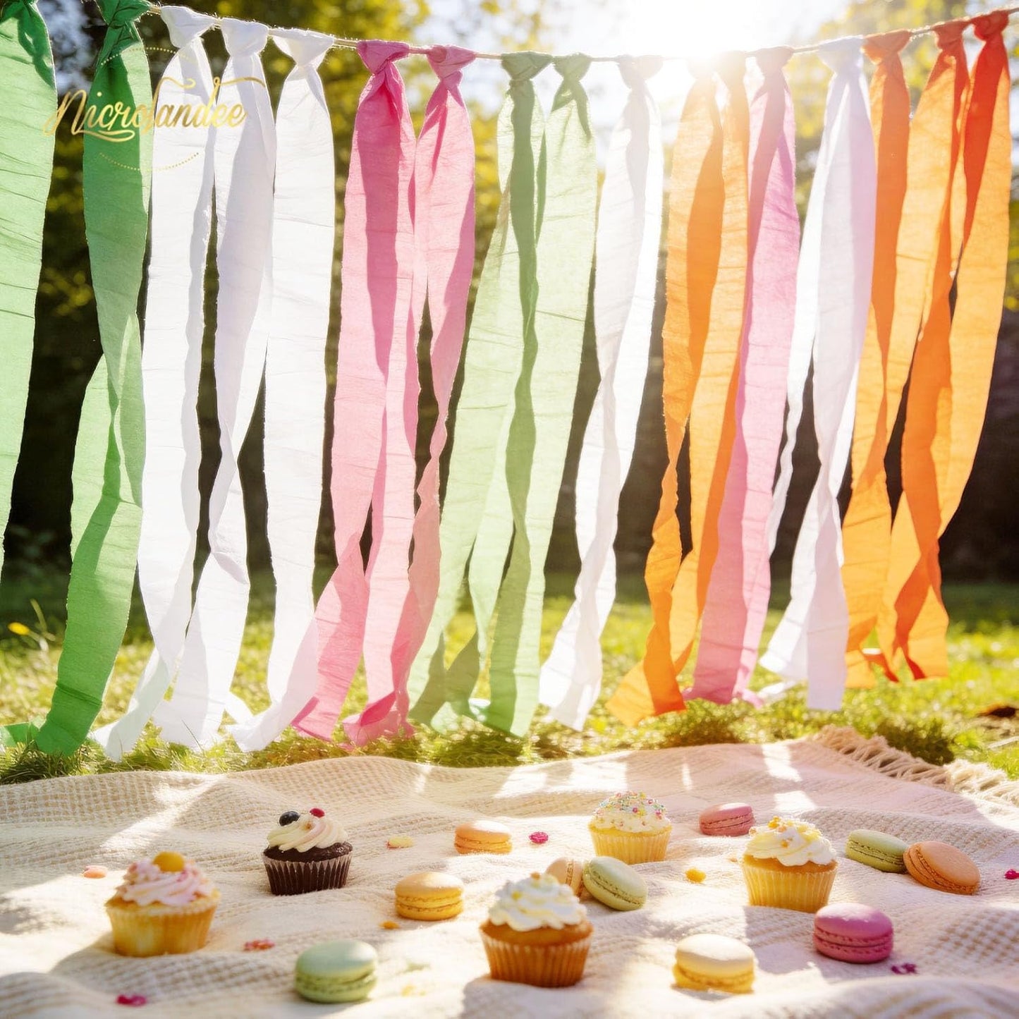 NICROLANDEE 5 Rolls Pastel Crepe Paper Streamers Backdrop Decorations for Easter Decorations, Birthday, Wedding, Garden Party, Bridal Shower, Baby Shower, Spring Home Decor