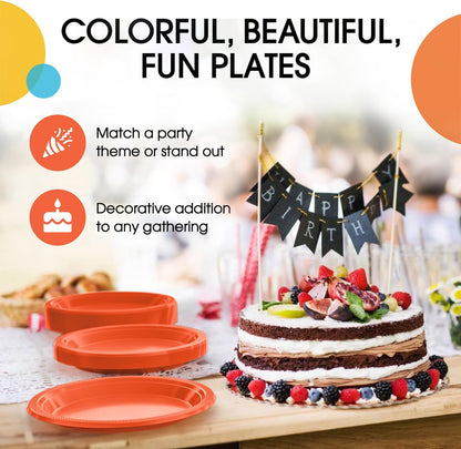 Party Solids Black Plastic Plates For Party 10" Black Disposable Plates For Party Supplies 100 Pcs Plastic Dinnerware Sets Heavy Duty 350 GSM Disposable Dinnerware Set