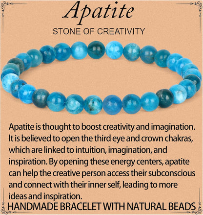 LPBeads Handmade Natural Gemstone Stretch Elastic Bracelet Healing Crystal Round Stone Beads Jewelry Gifts for Women Men