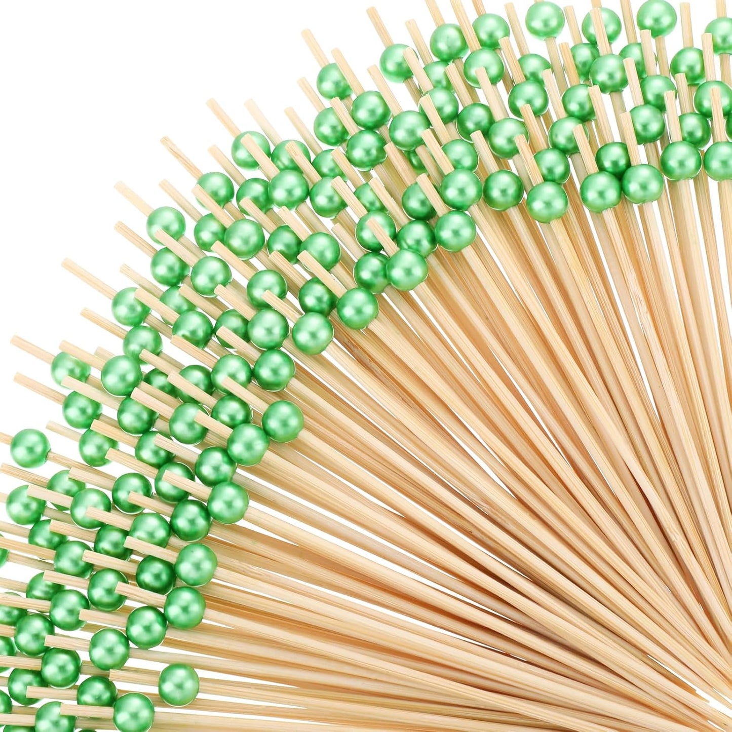Reallnaive 600 Pcs Cocktail Pick Pearl Fancy Toothpick for Appetizer 4.7 Inch Long Skewer for Drink Fruit Food Bamboo Stick Wedding Bridal Shower Decoration Charcuterie Accessories (White)