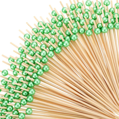 Reallnaive 600 Pcs Cocktail Pick Pearl Fancy Toothpick for Appetizer 4.7 Inch Long Skewer for Drink Fruit Food Bamboo Stick Wedding Bridal Shower Decoration Charcuterie Accessories (White)