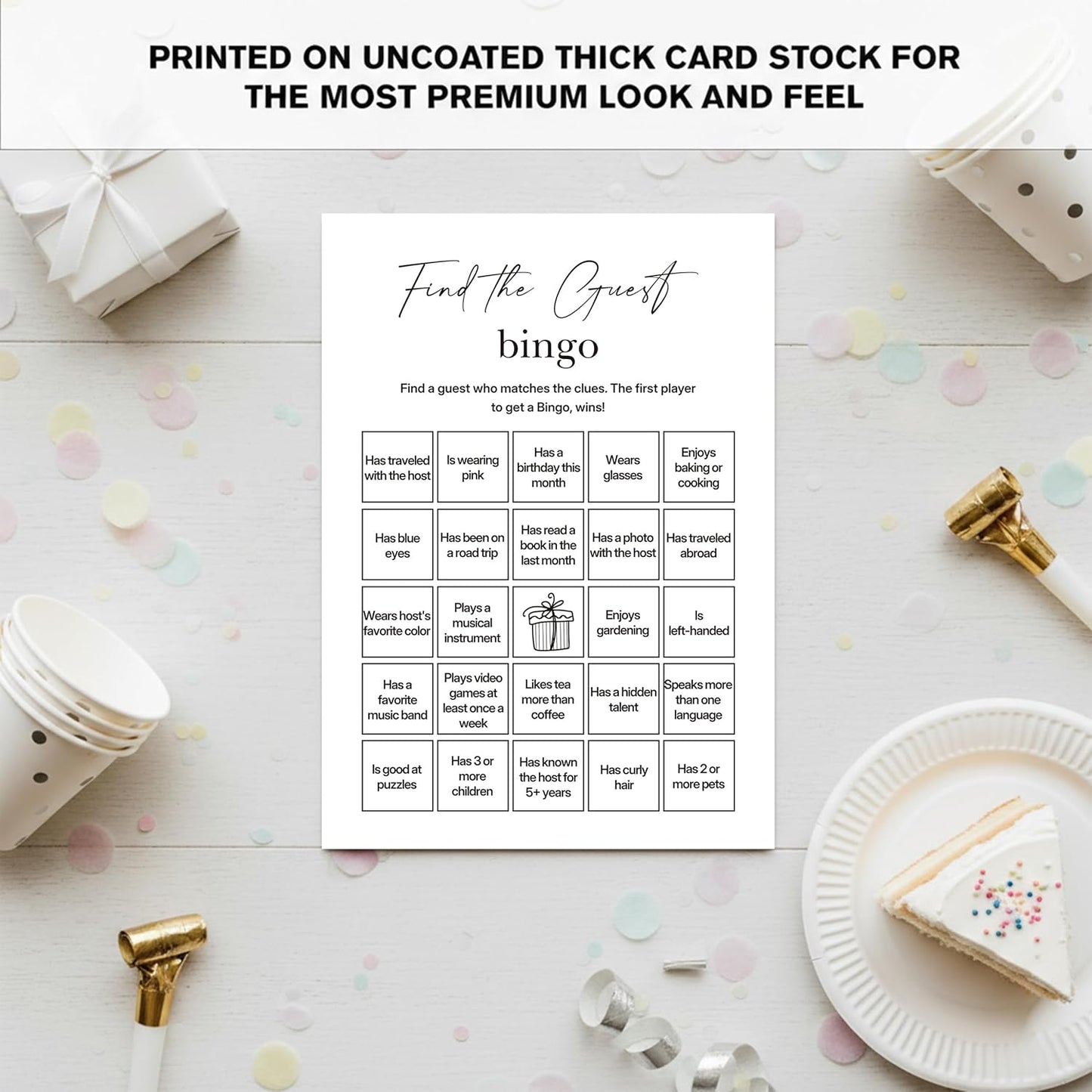 Find The Guest Bingo Cards – 25 Unique Cards, Icebreaker Party Games for Adults, Rustic Blush Pink Mingle Activity for Birthday Parties, Family Reunions, Office Events & Friendsgiving