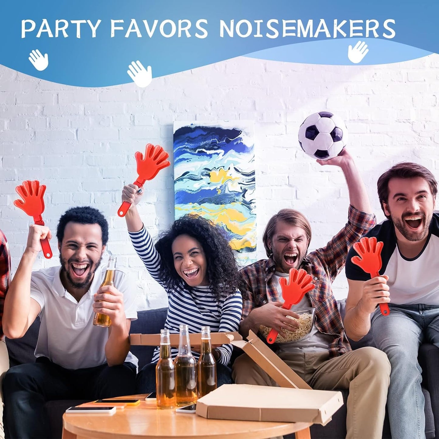 120 Pieces Coral Red Hand Clappers 7.5 Inch Clappers Noisemakers Noise Makers Plastic Clapper Party Favors Sporting Events Cheers Ball Dance Basketball Football Noisemakers （Coral Red）