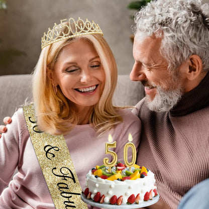 21st Birthday Decorations for Her with 21st Birthday Sash and Crown, Candles Gold, Gifts for 21 Year Old Girls