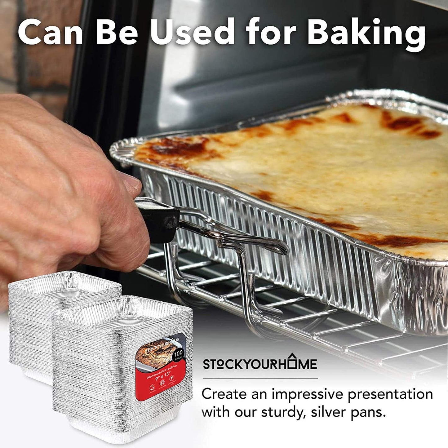 Stock Your Home Aluminum Pans 9x13 Disposable Foil Pans (30 Pack) - Half Size Steam Table Deep Trays - Tin Foil Pans Great for Cooking, Heating, Storing, Prepping Food