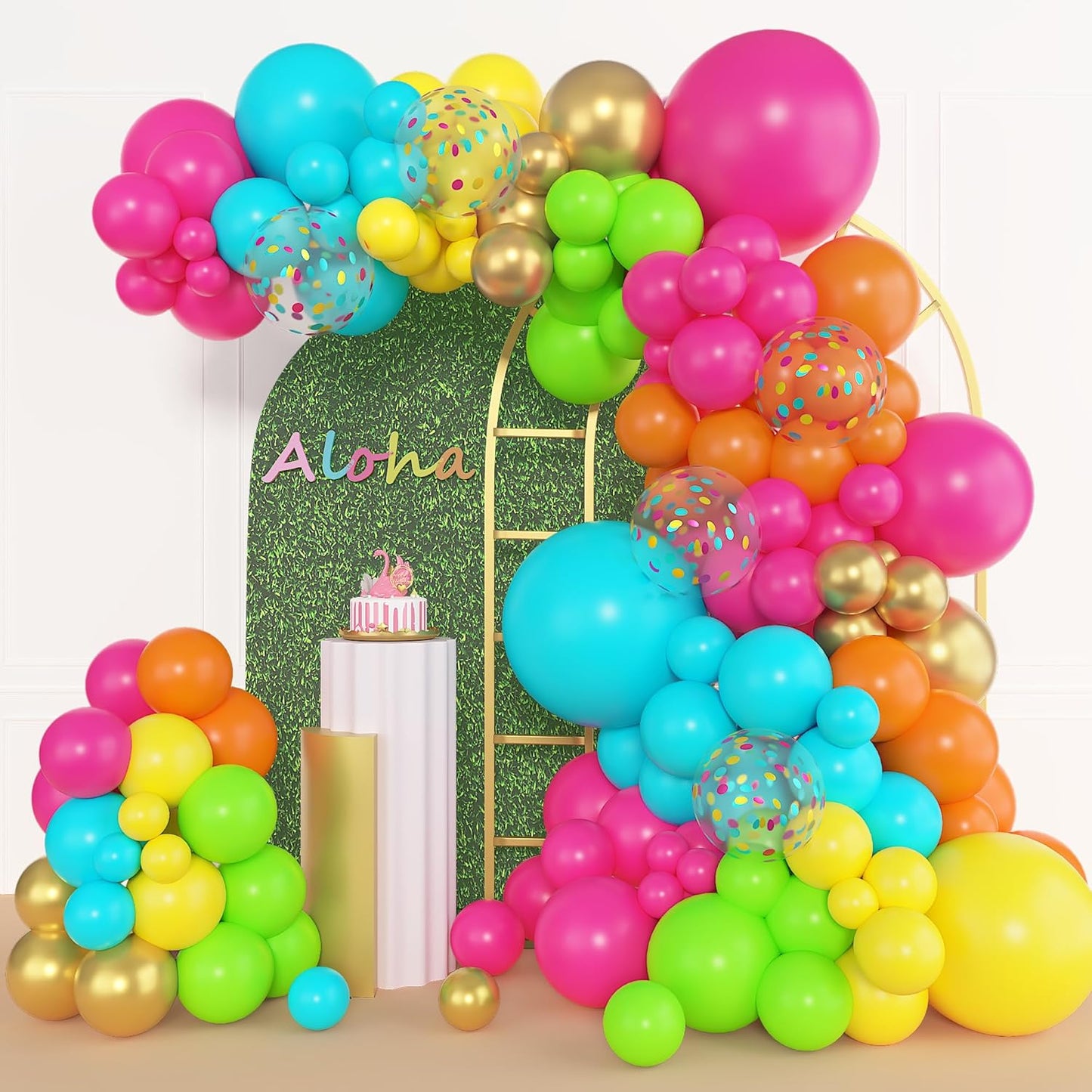 Amandir 153pcs Pink Purple Balloon Garland Arch Kit, Different Sizes 18 12 10 5 inch Pink Purple Red Latex Metallic Confetti Purple Balloons for Girl Women Birthday Bridal Baby Shower Party Decoration