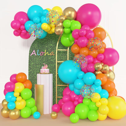 Amandir 153pcs Pink Purple Balloon Garland Arch Kit, Different Sizes 18 12 10 5 inch Pink Purple Red Latex Metallic Confetti Purple Balloons for Girl Women Birthday Bridal Baby Shower Party Decoration