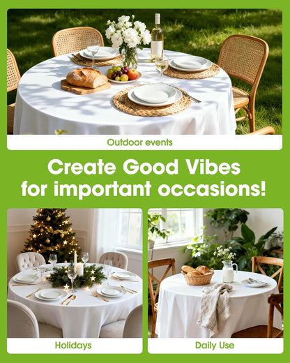 Pureegg Plastic Table Cloth Disposable 6 Pack, 54 x 108 Inch Table Cloths, Party, Picnic, Wedding, Decorative Tablecloths, Rectangle, White Plastic Cover, Waterproof, White