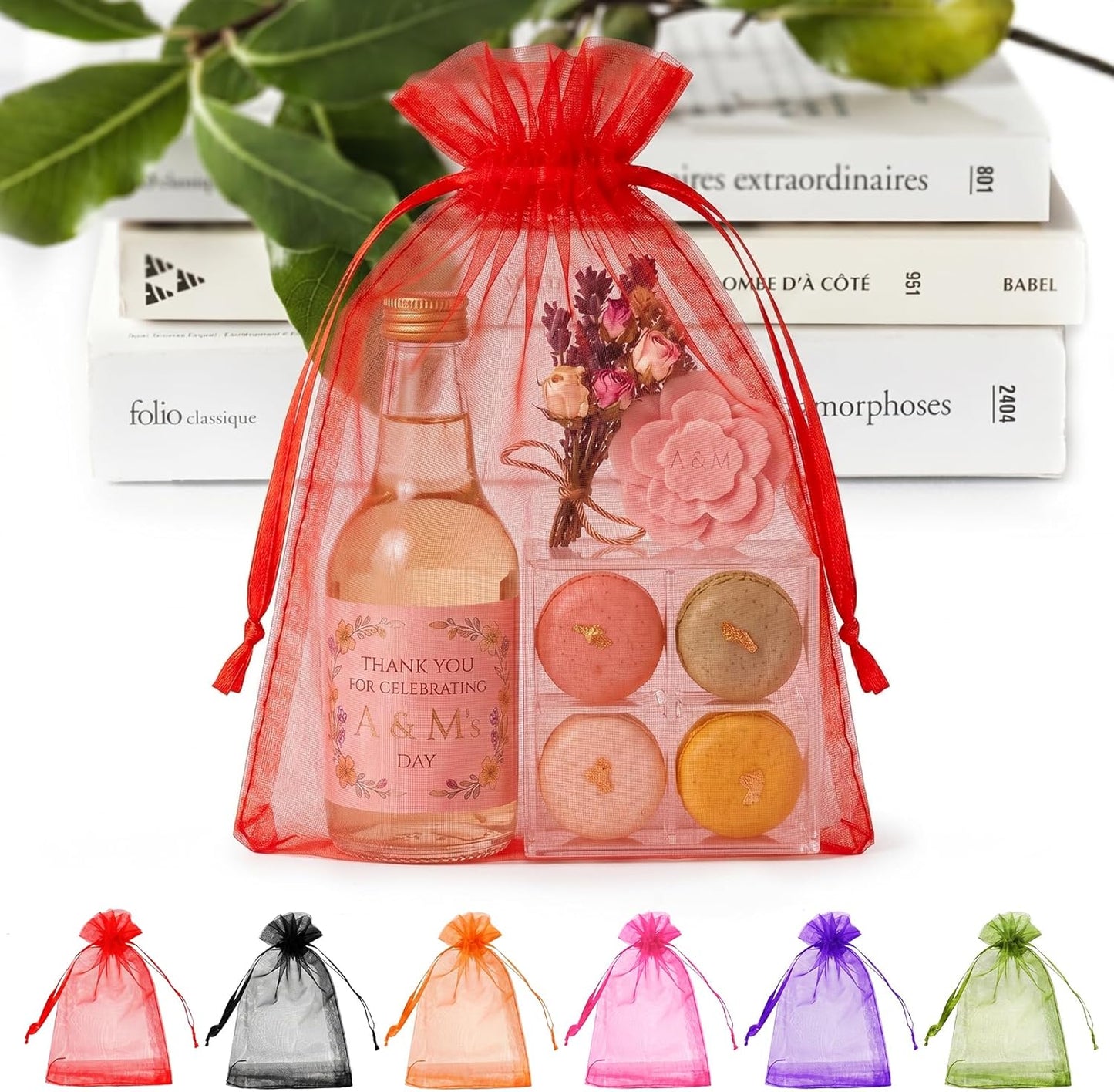 ANZNKU 50PCS Organza Bags 6x9 Large White Gift Bags for Candy Goodie Sachet Jewelry, Mesh Bag Drawstring Sheer Packaging Pouches for Wedding Favors Mother's Day Birthday Party Baby & Bridal Shower