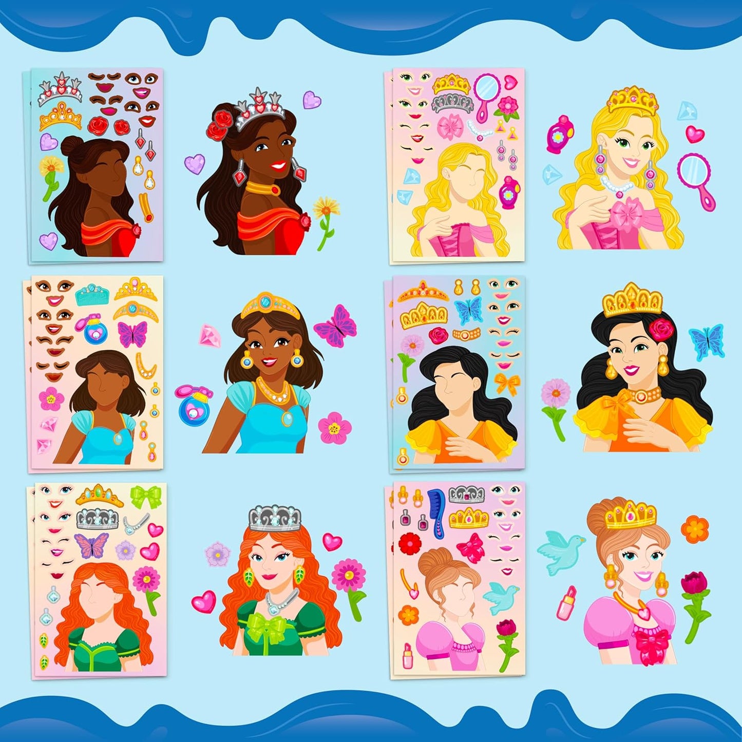 JOYIN 24 Sheets 9"x6" Make a face Stickers for Kids, Make Your Own Stickers with Unicorn, Dinosaur, Sea and Safari Animals, Party Favors Kids Crafts, Goodie Bags Stuffers Classroom Activities