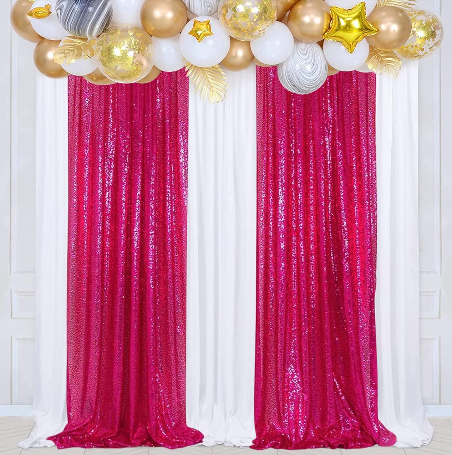 Poise3EHome Black Sequin Backdrop Curtains, 2 Panels 2FTx8FT Glitter Photo Booth Backdrop for Halloween Birthday Bachelorette Wednesday Twilight Party Decorations