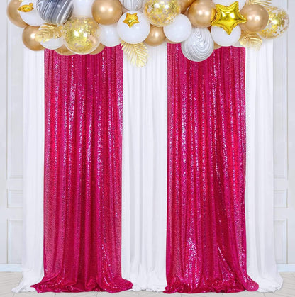 Poise3EHome Black Sequin Backdrop Curtains, 2 Panels 2FTx8FT Glitter Photo Booth Backdrop for Halloween Birthday Bachelorette Wednesday Twilight Party Decorations