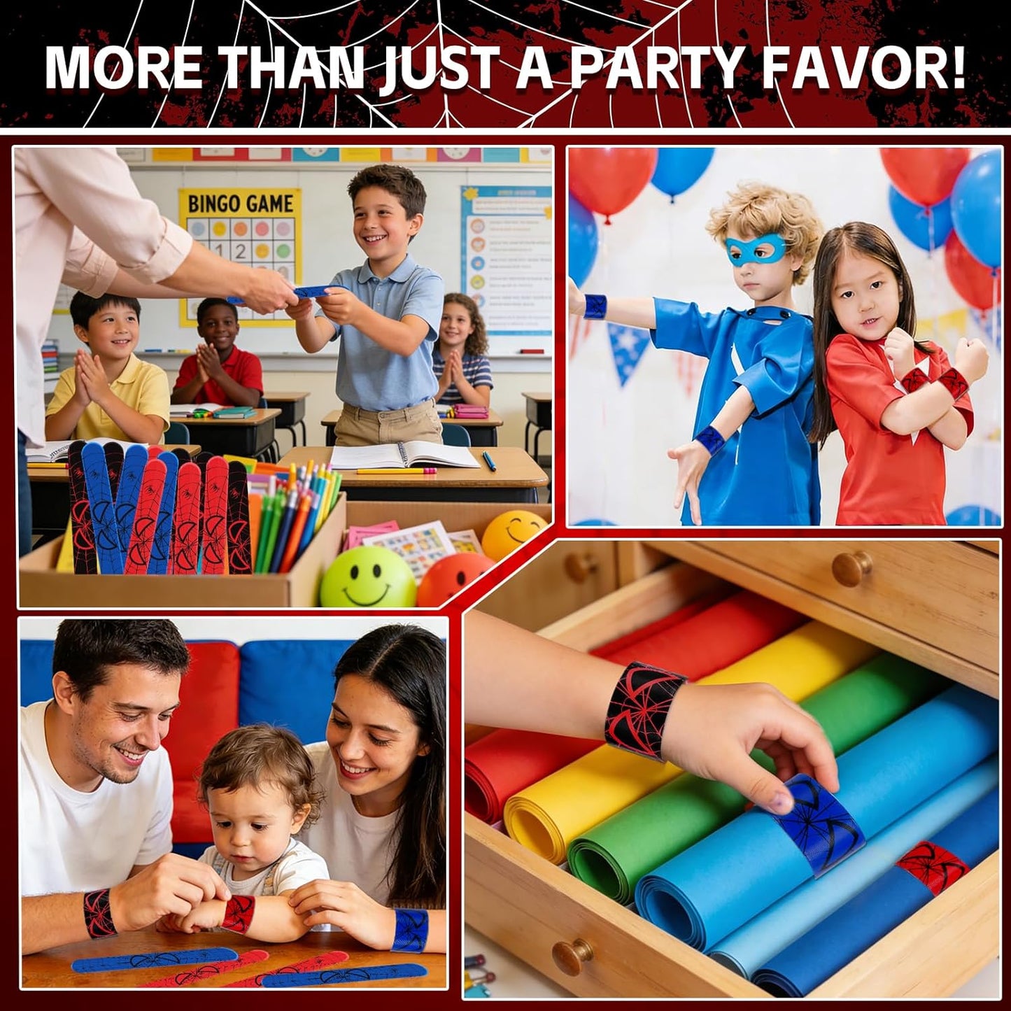 Cartoon Animation Slap Wristband, 24 Pack - Birthday Party Supplies, Cartoon Theme Bracelets Goodie Bag Fillers for Birthday & Theme Parties
