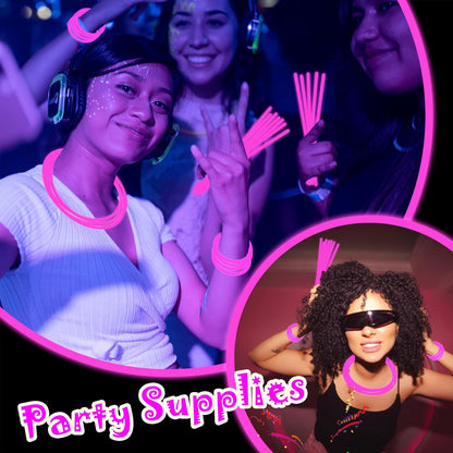 100 pk 8" Glow Sticks Bulk Party Favors, Light up Glow Necklaces & Bracelets in the Dark Party Supplies For Christmas Halloween 4th of July Birthday Neon Party (100 * Blue)