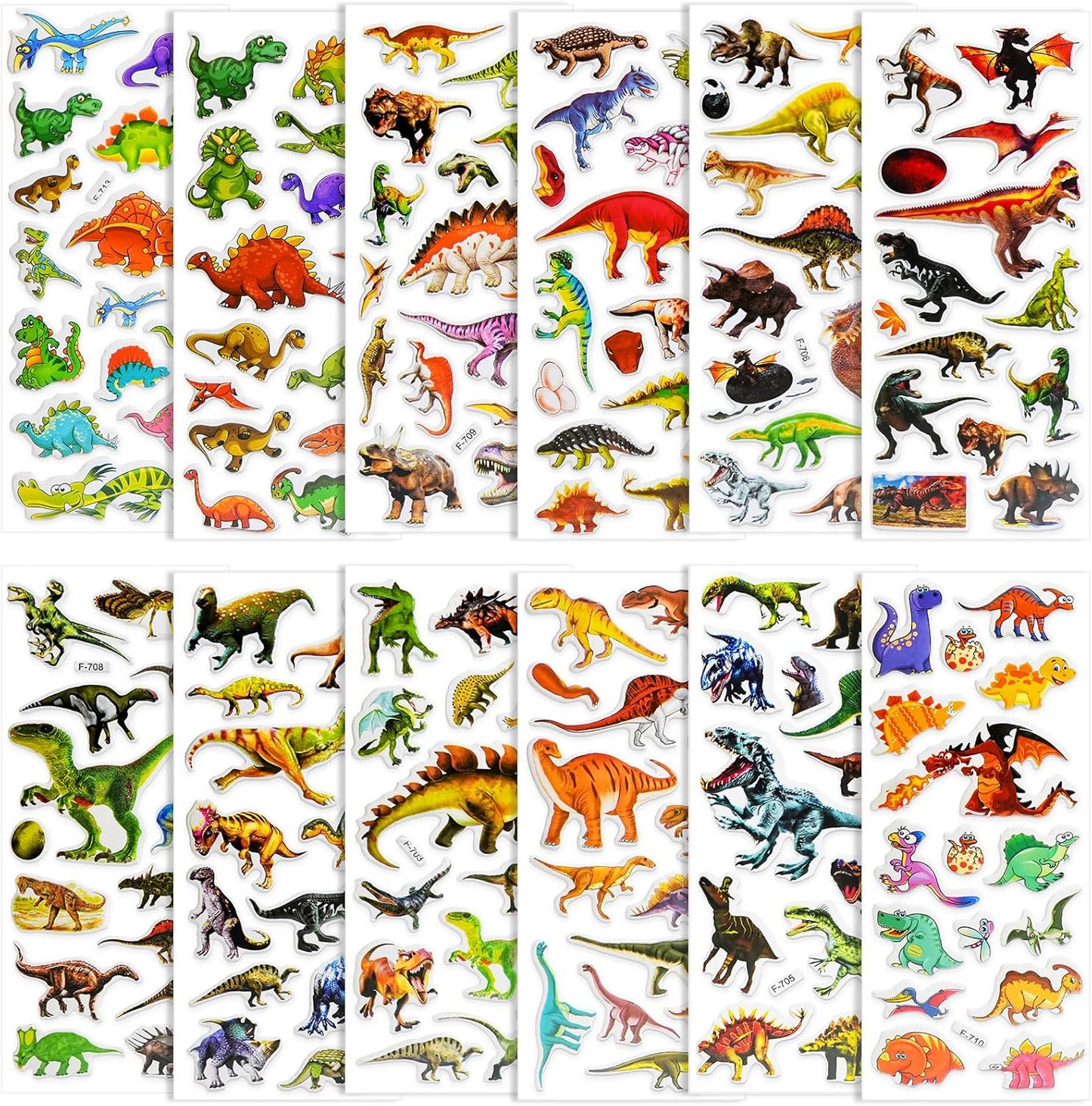 BEESTECH 24 Sheets Dinosaur Stickers 450+ for Kids Boys Girls Toddlers, Teacher Reward Stickers, Potty Chart Training, Dinosaur Party Favor Supplies, Goody Bag Stuffers，Pinata Filler