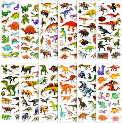 BEESTECH 24 Sheets Dinosaur Stickers 450+ for Kids Boys Girls Toddlers, Teacher Reward Stickers, Potty Chart Training, Dinosaur Party Favor Supplies, Goody Bag Stuffers，Pinata Filler