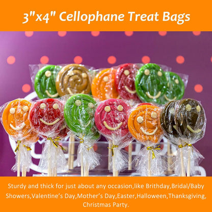 Cello Cellophane Treat Bags,5x7 Inches Clear Cellophane Bags 200 Pcs OPP Plastic Treat Bags with 200 Twist Ties for Gift Wrapping,Packaging Candies,Dessert,Bakery, Cookies, Chocolate,Party Favor