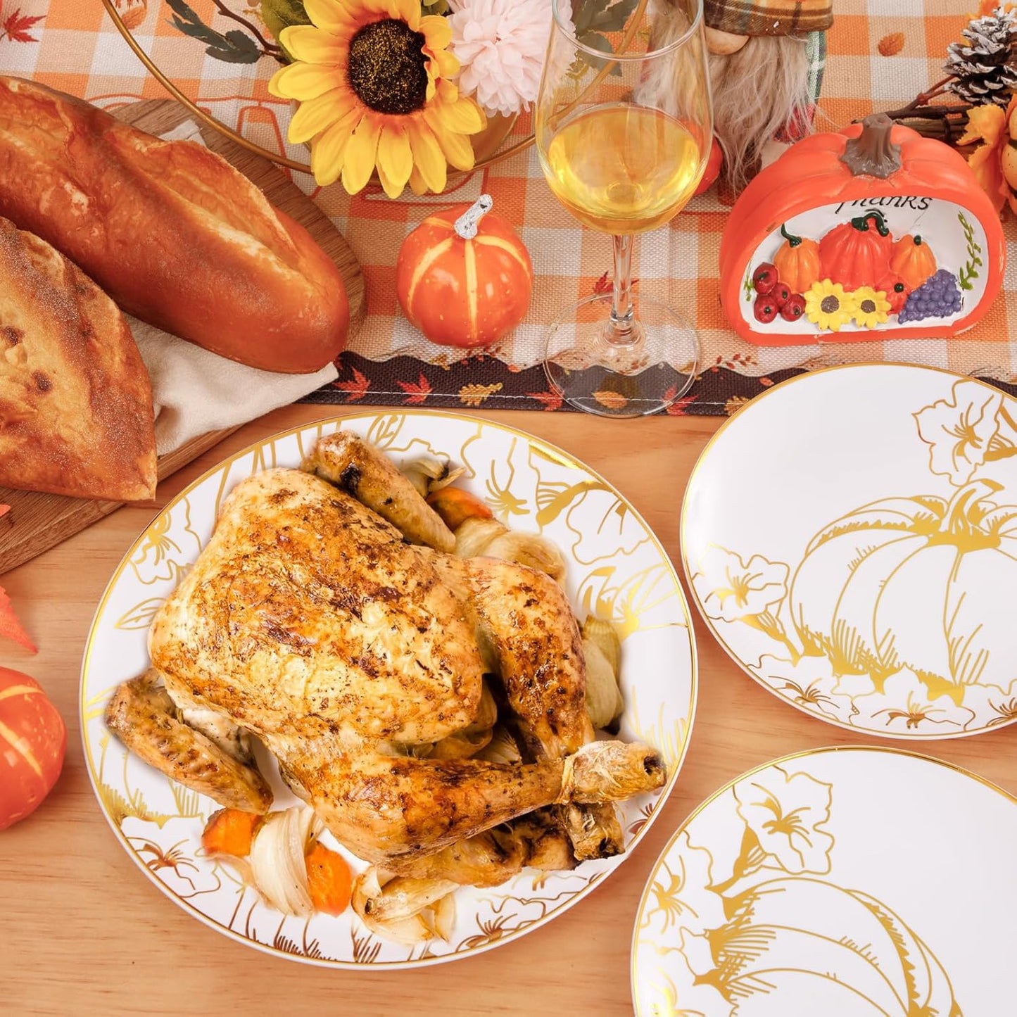 FLOWERCAT 60PCS White Plastic Plates - Heavy Duty White Disposable Plates for Mother's Day/Birthday Party/Wedding -serve for 30 guests Include 30PCS 10.25" & 30PCS 7.5" Plates for Party