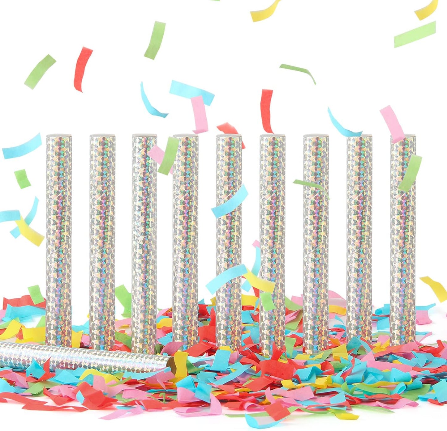 BATTIFE 10Pack Colorful Confetti Wands, Confetti Shoot Poppers, Tissue Paper Flick Flutter Sticks for Wedding Celebrations, Anniversary, Birthday Parties, Multi-color 7.8inch