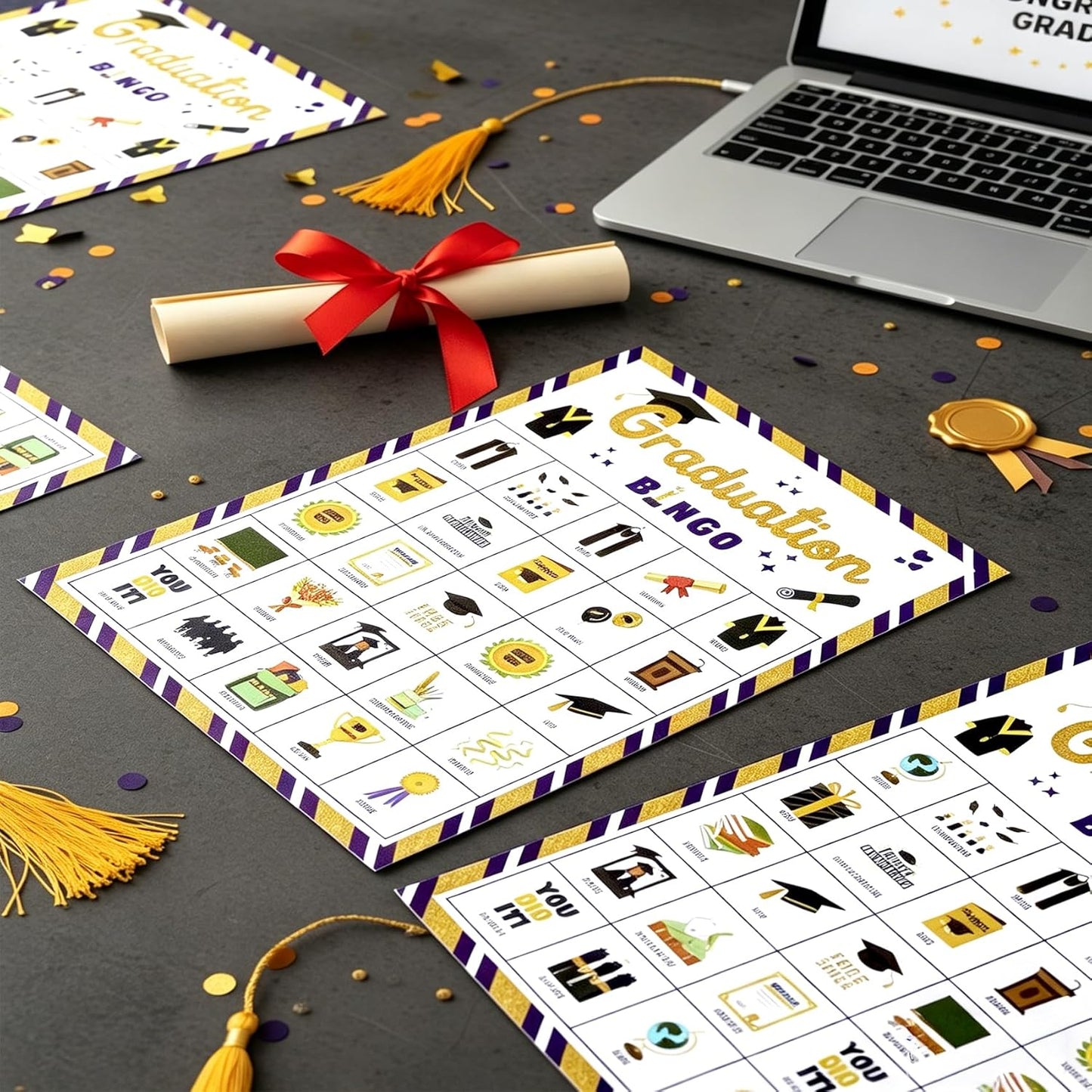 Graduation Bingo Game Cards, 24 Players Graduation Bingo Cards, Graduations Party Games for Classroom Large Group Activities High School Adults College Class of 2026 Congrats Grad Party Supplies
