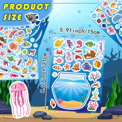 24 Sheets Make a Face Stickers for Kids Toddlers, Make Your Own Animal Mix and Match Sticker Sheets with Sea Animals Horses Dinosaurs Unicorns for Kids Crafts Party Favors Goodie Bags Stuffers