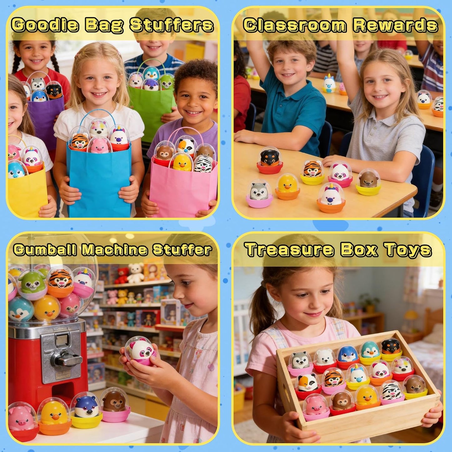 KissFree 20 PACK Slow Rising Squeeze Toys, 2 Inch Plastic Capsules Filled with Animal Squishies, Party Favors for Kids 4-8 8-12, Goodie Bags Stuffers, Birthday Gifts, Classroom Prizes