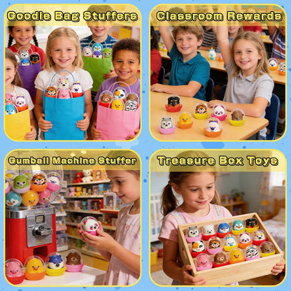 KissFree 20 PACK Slow Rising Squeeze Toys, 2 Inch Plastic Capsules Filled with Animal Squishies, Party Favors for Kids 4-8 8-12, Goodie Bags Stuffers, Birthday Gifts, Classroom Prizes