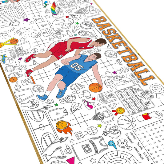 Giant Basketball Coloring Poster for Kids Large Basketball Coloring Tablecloth Activity Sport Theme Painting Activity Tablecloth Art Crafts for Classroom Home Gift Birthday Party Supplies Decoration