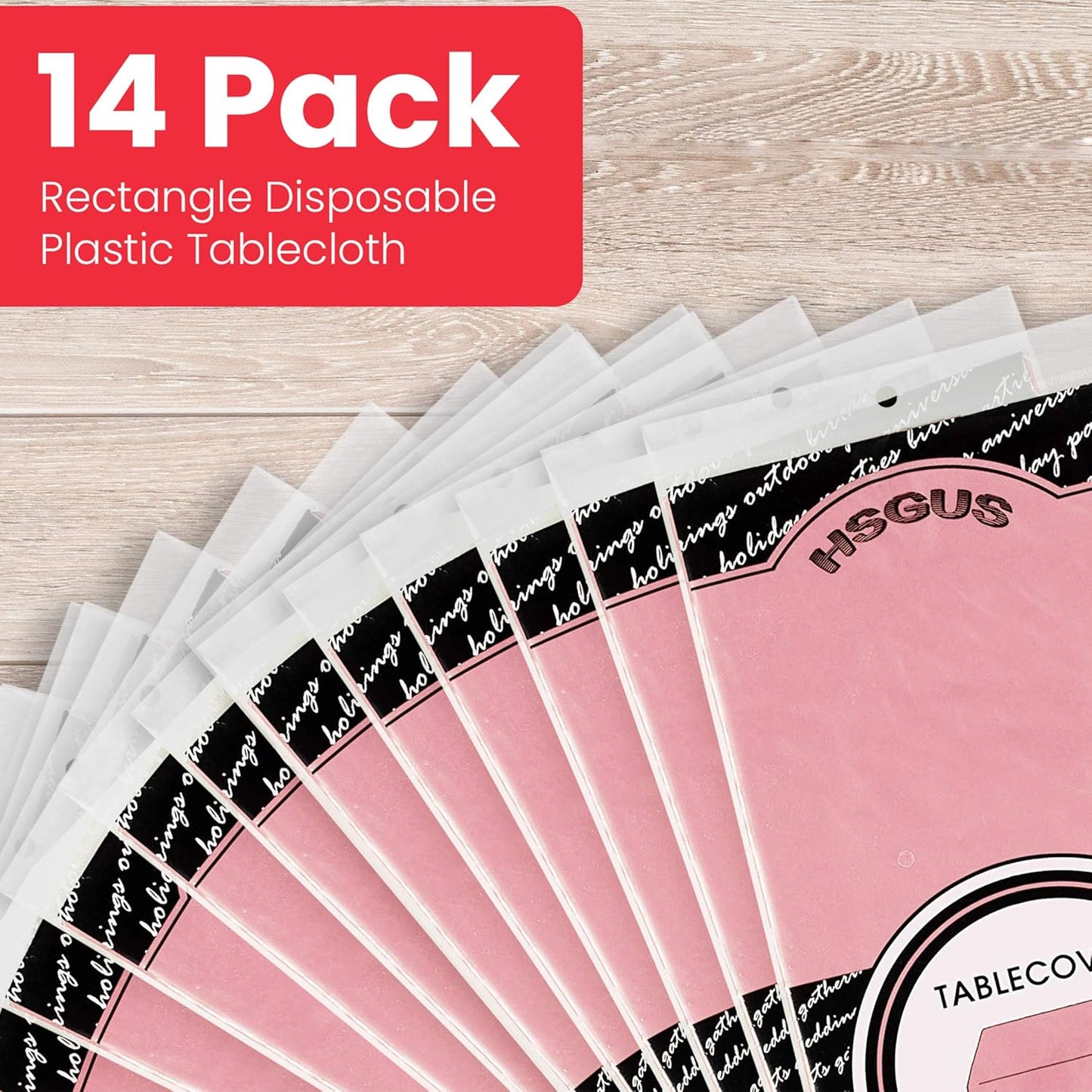 14 Pack Black 54 x 108 in. Rectangle Disposable Plastic Tablecloths - Smooth Decorative Covers for Parties, Weddings