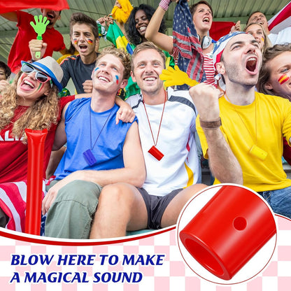 48 Pcs Cheering Noisemakers Set Included 12 Pcs Mini Air Horns Noisemakers 12 Hand Clappers 24 Thunder Sticks for Birthdays Sporting Events (Horn,Blue)