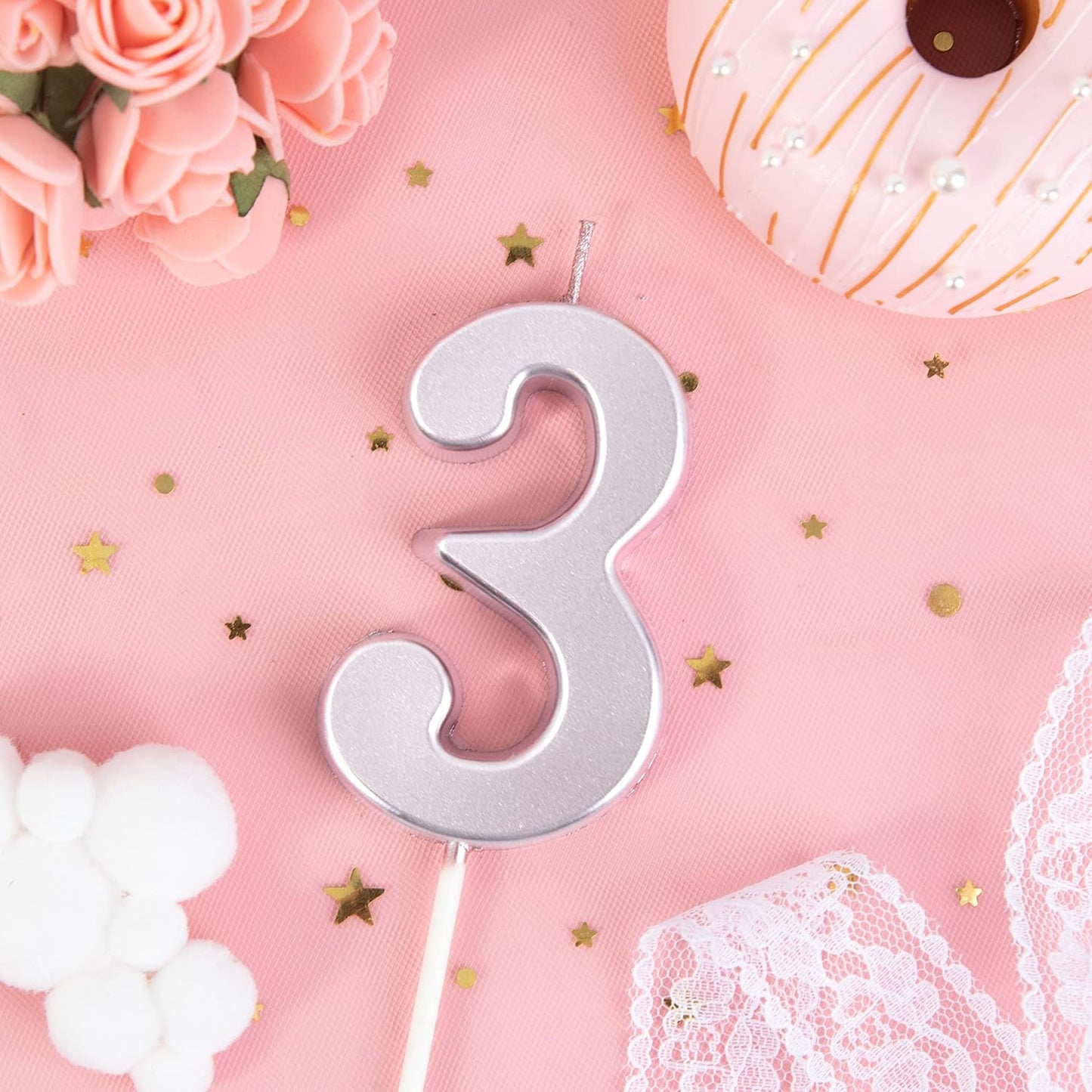 PHD CAKE 2.76 Inch Modern Gold 2 Number Birthday Candles, Gold Number Candles, Cake Number Candles, Party Celebration