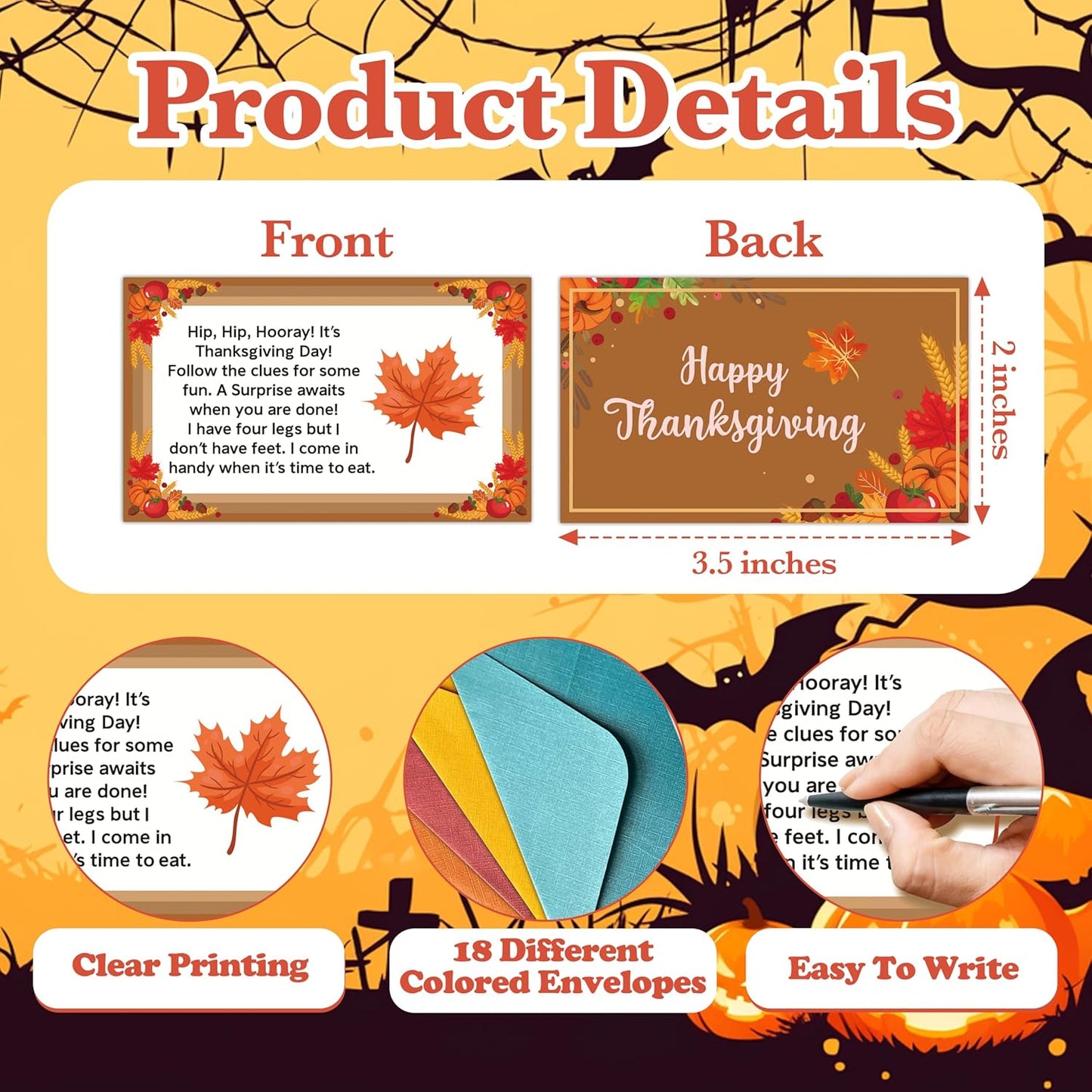 Thanksgiving Scavenger Hunt Clue Cards, Fall Thanksgiving Scavenger Hunt Games for Adults, Autumn Pumpkin Holiday Birthday Party Supplies Activities Outdoor Indoor(18 Cards with Envelopes), 09