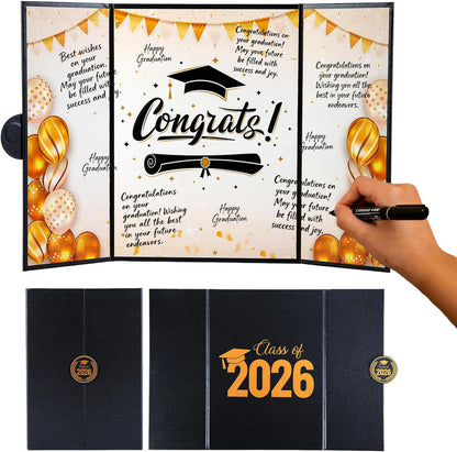 Graduation Signature Book, Black and Gold Graduation Guest Book 2026, Grad Party Decorations Class of 2026 Graduations Sign in Guest Books Favors Supplies, Signing Books for Graduations