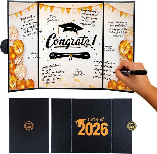 Graduation Signature Book, Black and Gold Graduation Guest Book 2026, Grad Party Decorations Class of 2026 Graduations Sign in Guest Books Favors Supplies, Signing Books for Graduations