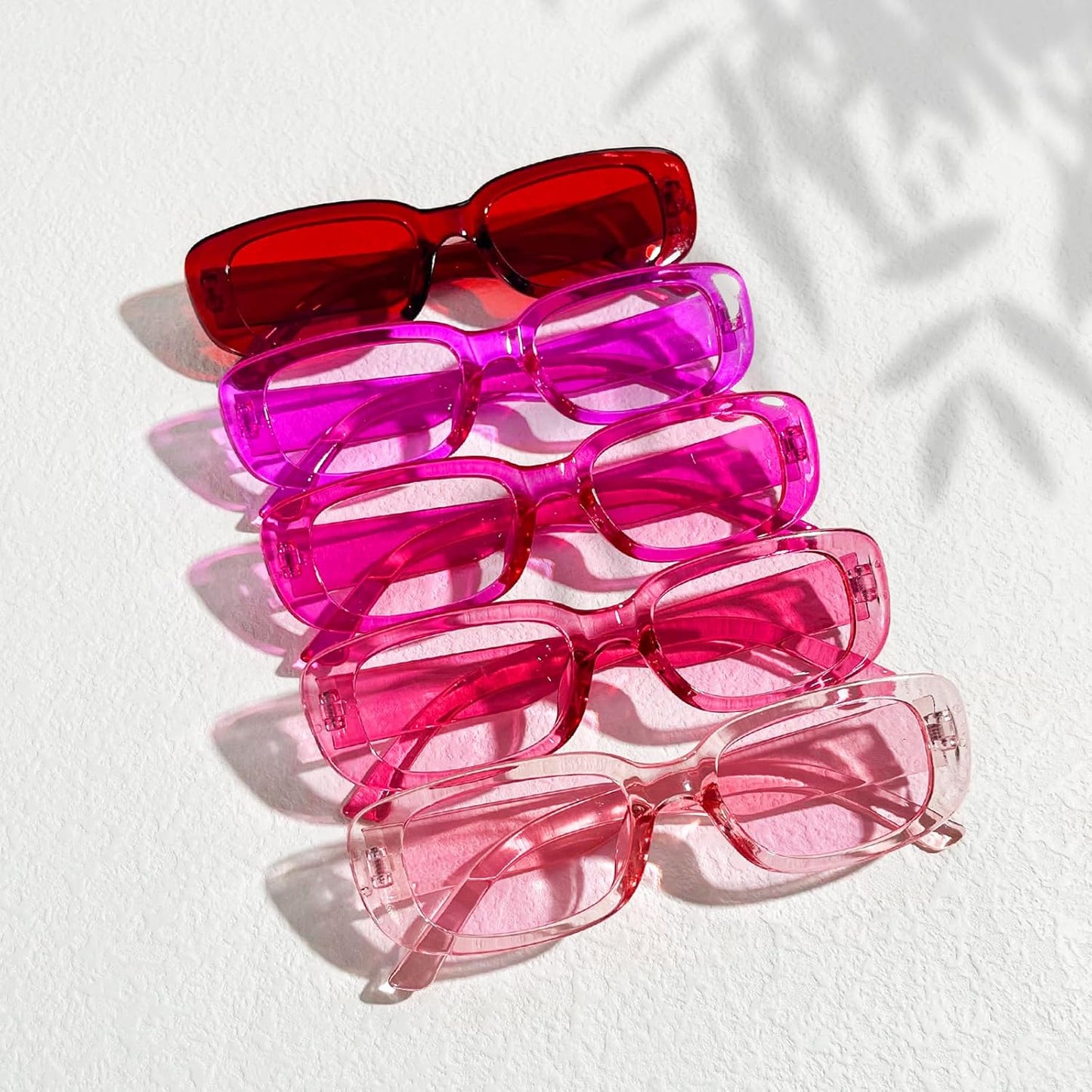 SUNOVELTIES 10 Pack Rectangle Sunglasses for Women Retro Narrow Square Glasses 90s Aesthetic Vintage Eyewear Uniex Adult