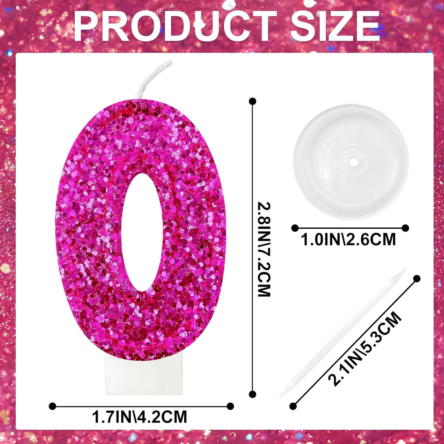 Birthday Number Candles, Glitter Number Candle Cake Decorations with Sequins, Cupcake Decorations for Girls, Women, Party Anniversary Celebrations (Number 6, Purple)