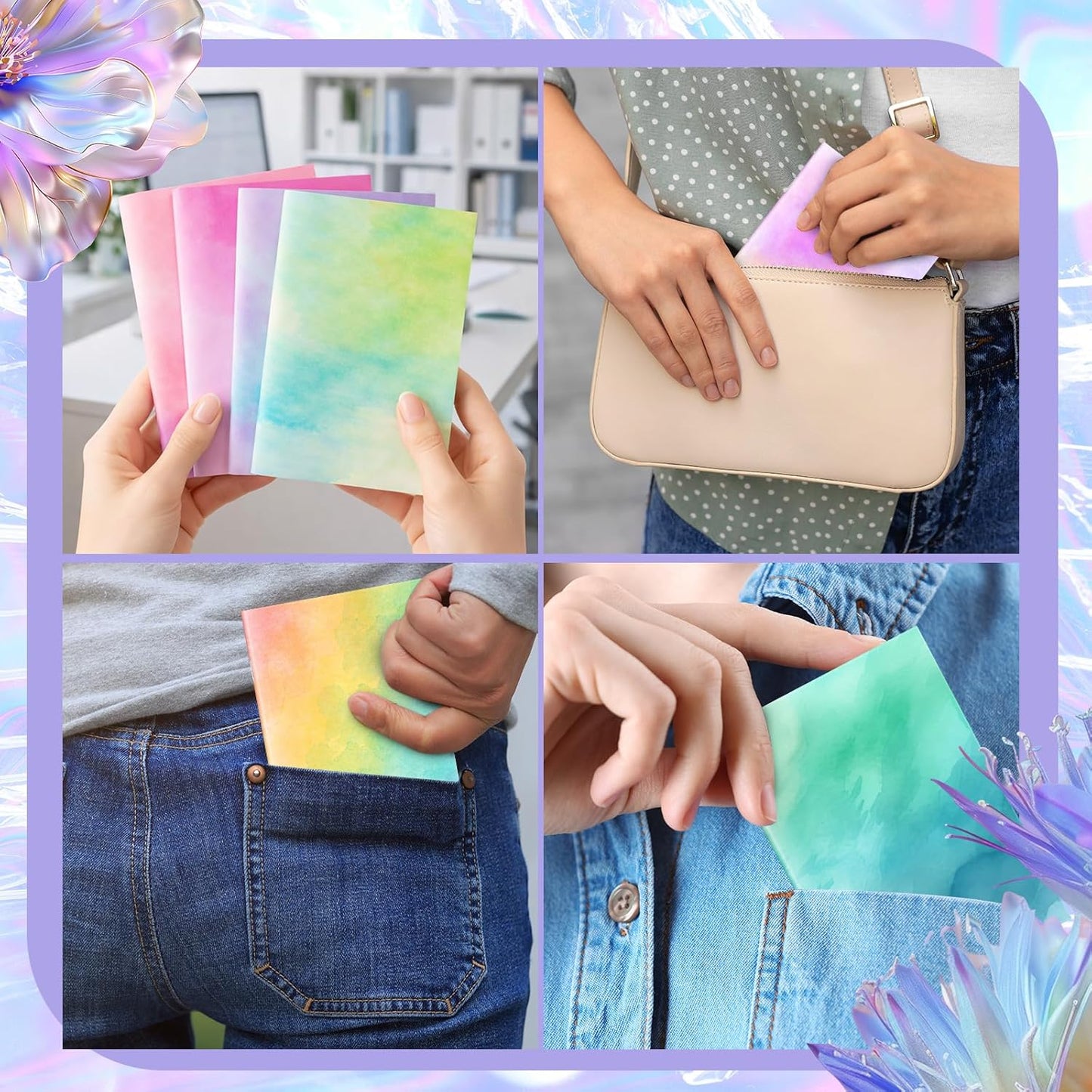 Tenceur 30 Pcs Mini Tie Dye Notepads Pastel Rainbow Pocket Notebooks Bulk Tie Dye Small Memo Pad Watercolor Notepads for Women Birthday Gifts Party Favors Spring Easter Classroom Office Supplies