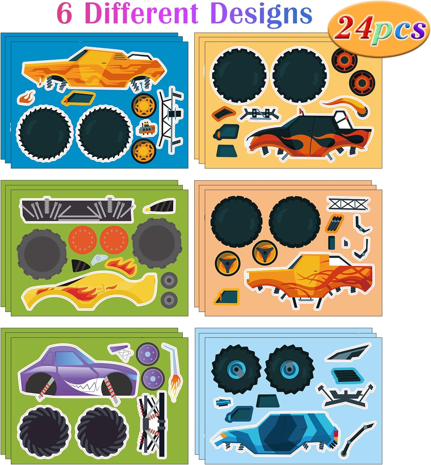 24 Sheets Cupcake Make a Face Sticker Sheets for Kids Todders Activities, Make Your Own Stickers for Kids Birthday Party Favor Supplies Craft