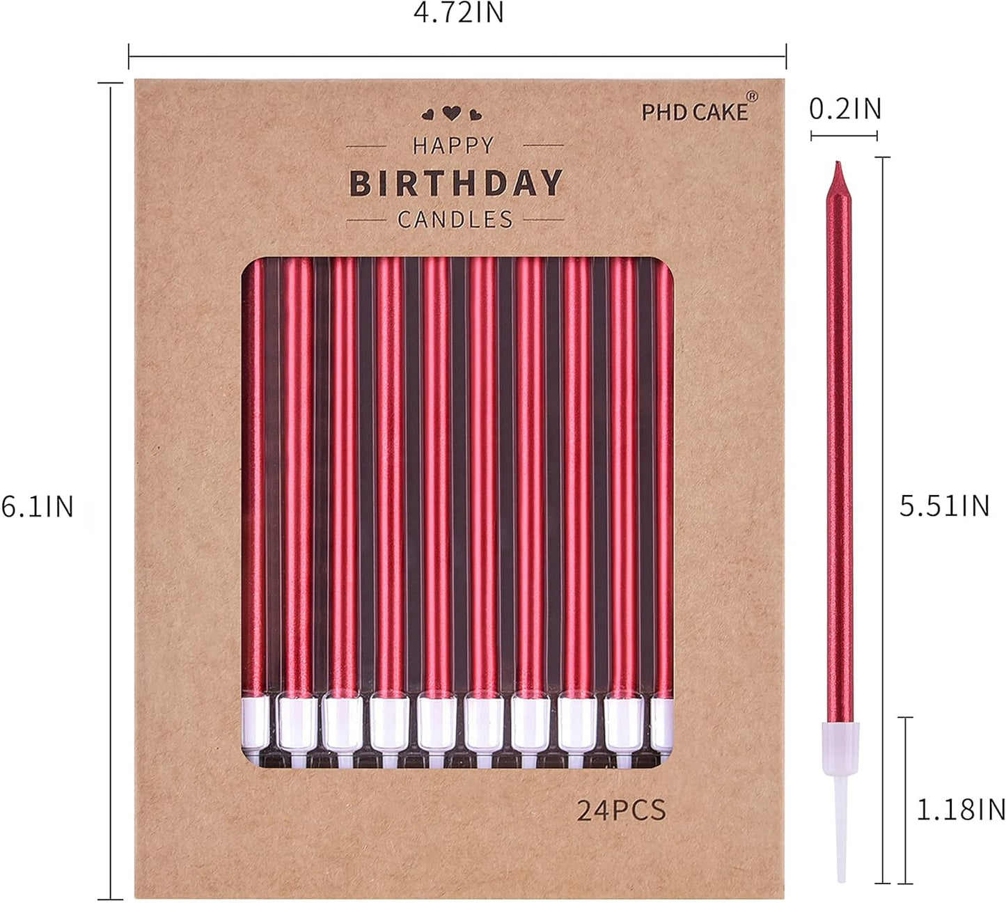 PHD CAKE Champagne Gold Long Thin Metallic Birthday Candles, Cake Candles, Birthday Parties, Wedding Decorations, Party Candles
