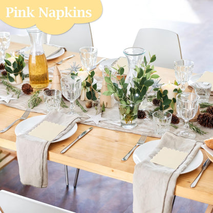 100 Pcs Cocktail Napkins, 2-Ply 5 x 5 Inches Disposable Scalloped Napkins, Thick Premium Dessert Napkins for Party, Wedding, Dinner, Birthday, Anniversary, Festival (Sage Green)