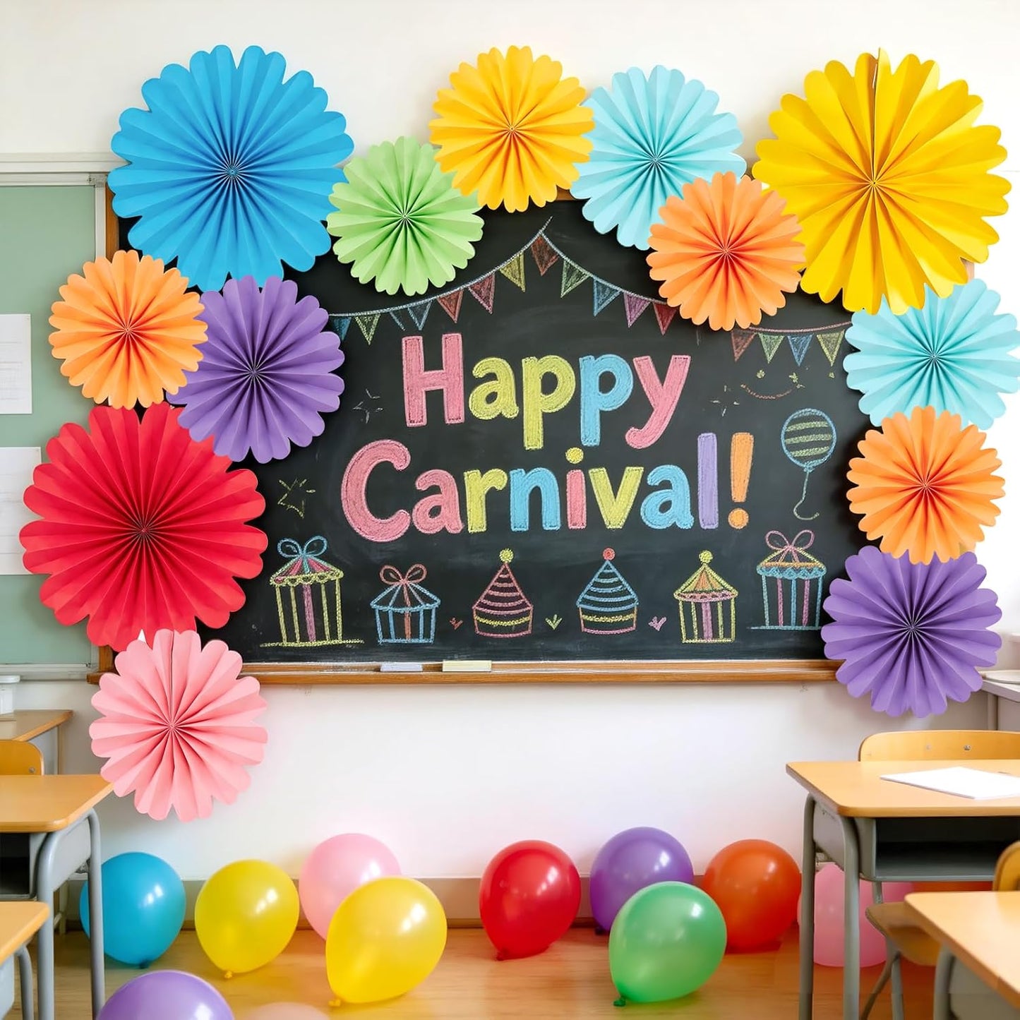 Easy Joy Paper Leaves Decorations for Wall Paper Fans Classroom Decoration Leaves Backdrop Decor Wall Decor,Set of 9