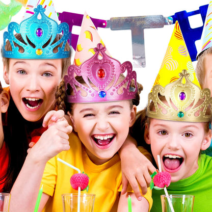Yaomiao 66 Pieces Foam Princess Tiaras DIY Crowns Kids Party Favors Craft Crystal Diamond Sticker Girls Making Your Own Tiara (Gold)