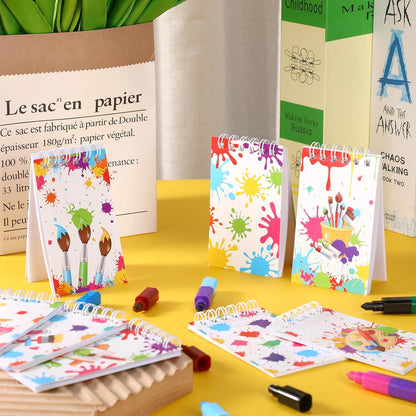 Faccito 24 Pieces Art Painting Party Mini Notebooks Art Party Favors Paint Splatter Spiral Notepads Paintbrush Splatter Small Pocket Notepads for Birthday Classroom Rewards Supplies