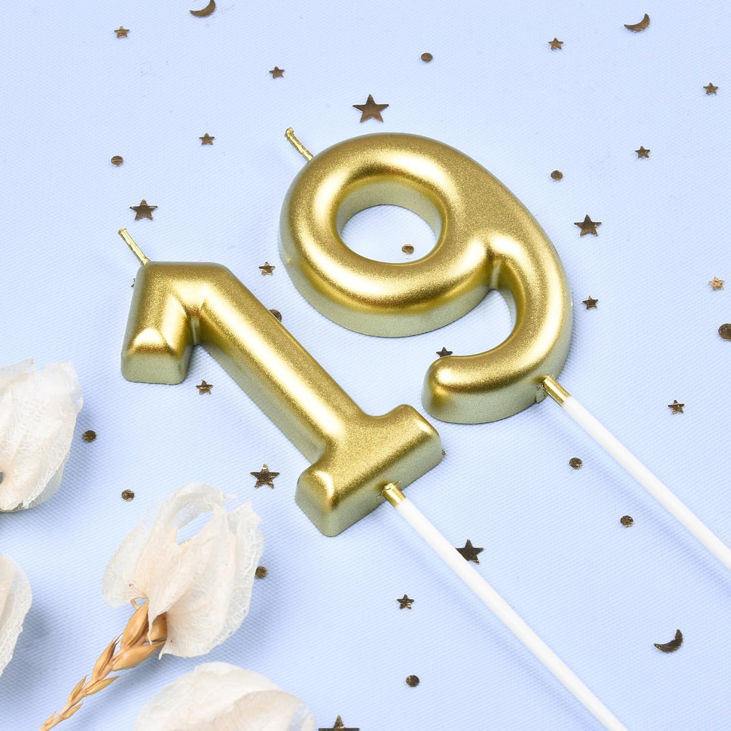 2.76 Inch Classical Gold 5 Number Birthday Candles, Gold Number Candles, Cake Number Candles, Party Celebration